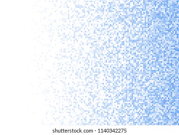 Vector pixel background. Blue-white gradient backdrop or texture. Diffused points screen.