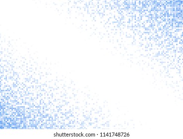 Vector pixel background. Blue-white gradient backdrop or texture. Diffused points screen.