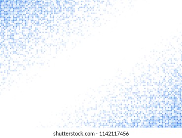 Vector pixel background. Blue-white gradient backdrop or texture. Diffused points screen.