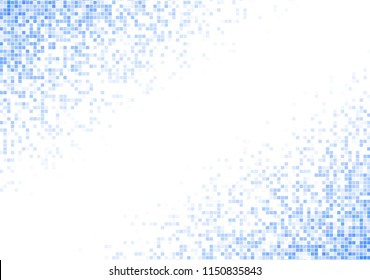 Vector pixel background. Blue-white gradient backdrop or texture. Diffused points screen.