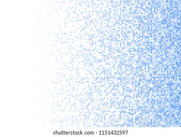 Vector pixel background. Blue-white gradient backdrop or texture. Diffused points screen.