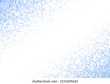 Vector pixel background. Blue-white gradient backdrop or texture. Diffused points screen.