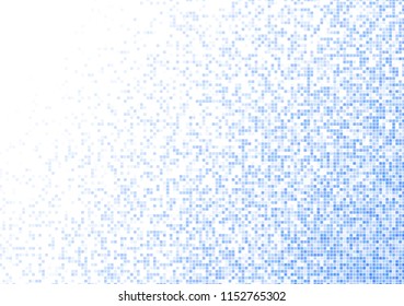 Vector pixel background. Blue-white gradient backdrop or texture. Diffused points screen.