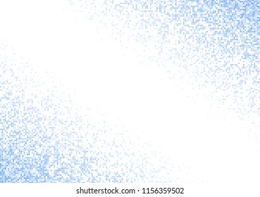 Vector pixel background. Blue-white gradient backdrop or texture. Diffused points screen.