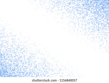 Vector pixel background. Blue-white gradient backdrop or texture. Diffused points screen.