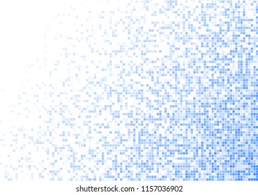 Vector pixel background. Blue-white gradient backdrop or texture. Diffused points screen.
