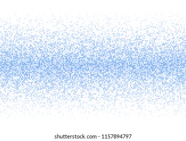 Vector pixel background. Blue-white gradient backdrop or texture. Diffused points screen.
