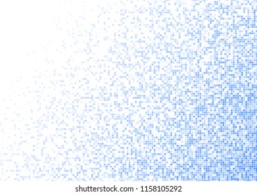 Vector pixel background. Blue-white gradient backdrop or texture. Diffused points screen.