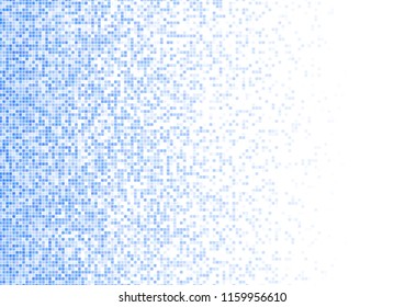 Vector pixel background. Blue-white gradient backdrop or texture. Diffused points screen.