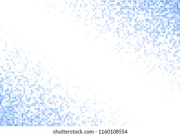 Vector pixel background. Blue-white gradient backdrop or texture. Diffused points screen.