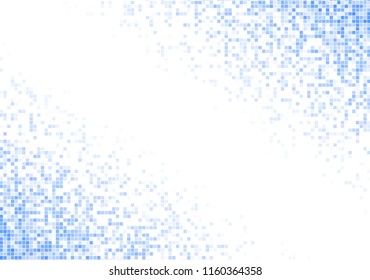Vector pixel background. Blue-white gradient backdrop or texture. Diffused points screen.