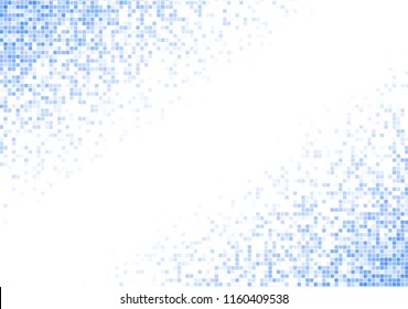Vector pixel background. Blue-white gradient backdrop or texture. Diffused points screen.