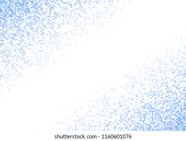 Vector pixel background. Blue-white gradient backdrop or texture. Diffused points screen.