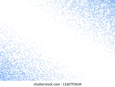 Vector pixel background. Blue-white gradient backdrop or texture. Diffused points screen.