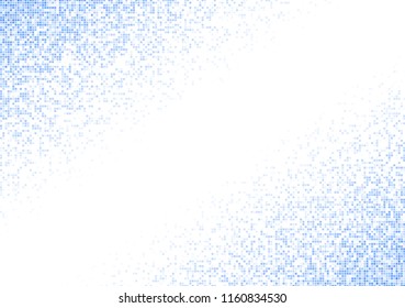 Vector pixel background. Blue-white gradient backdrop or texture. Diffused points screen.