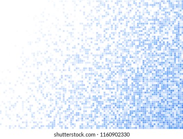 Vector pixel background. Blue-white gradient backdrop or texture. Diffused points screen.