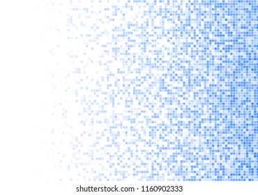 Vector pixel background. Blue-white gradient backdrop or texture. Diffused points screen.