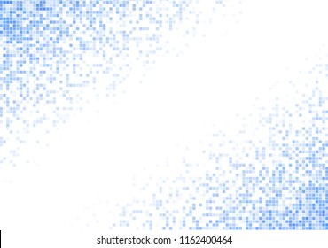 Vector pixel background. Blue-white gradient backdrop or texture. Diffused points screen.