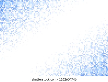Vector pixel background. Blue-white gradient backdrop or texture. Diffused points screen.