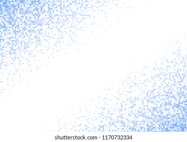 Vector pixel background. Blue-white gradient backdrop or texture. Diffused points screen.