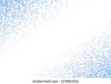 Vector pixel background. Blue-white gradient backdrop or texture. Diffused points screen.