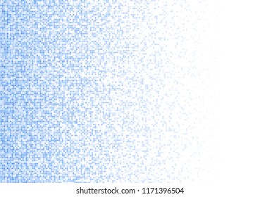 Vector pixel background. Blue-white gradient backdrop or texture. Diffused points screen.
