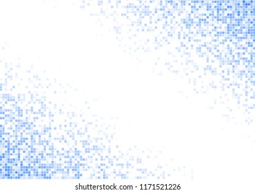 Vector pixel background. Blue-white gradient backdrop or texture. Diffused points screen.