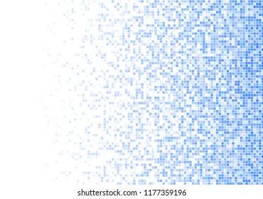 Vector pixel background. Blue-white gradient backdrop or texture. Diffused points screen.