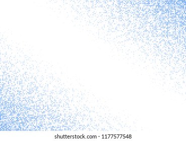 Vector pixel background. Blue-white gradient backdrop or texture. Diffused points screen.
