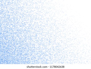 Vector pixel background. Blue-white gradient backdrop or texture. Diffused points screen.