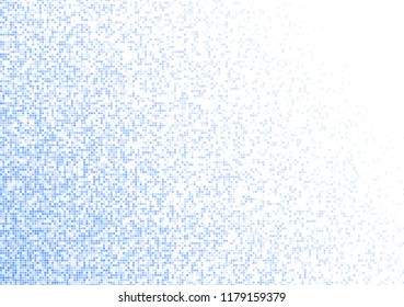 Vector pixel background. Blue-white gradient backdrop or texture. Diffused points screen.