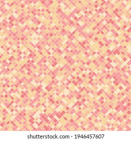 Vector pixel background texture. Abstract seamless pattern with small pink and yellow squares, diamonds, rhombuses, pixel mesh. Modern geometric patterns. Repeat design for decor, print, website, wrap