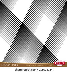 Vector pixel based seamless pattern. Textile with high detail made fabric texture of cross lines.