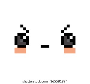 Vector Pixel Cartoon Angry Face