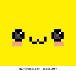 Vector Pixel Cartoon Cute Face