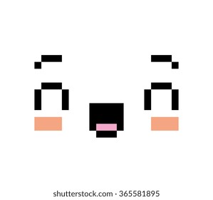 Vector Pixel Cartoon Happy Face