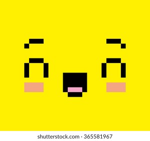 Vector Pixel Cartoon Happy Face