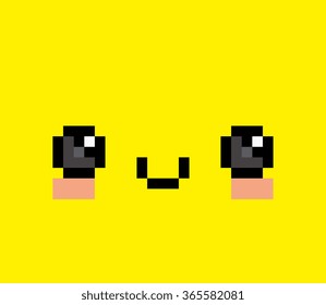 Vector Pixel Cartoon Happy Face