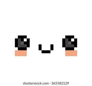 Vector Pixel Cartoon Happy Face