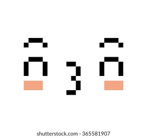 Vector Pixel Cartoon Kissing Face