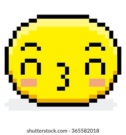 Vector Pixel Cartoon Kissing Face