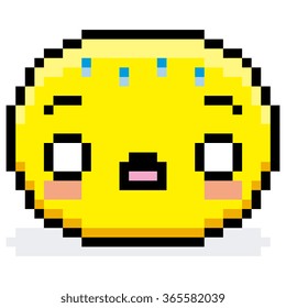 Vector Pixel Cartoon Nervous Face