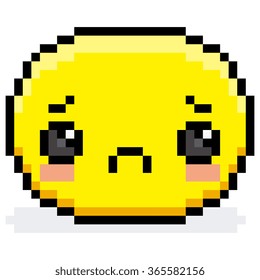 Vector Pixel Cartoon Sad Face