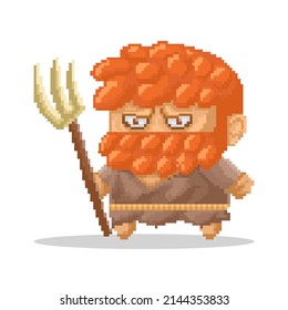 Vector pixel chibi farmer character