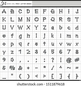 vector pixel fancy letter screw nail design