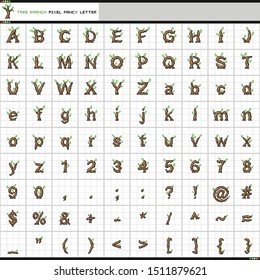  vector pixel fancy letter tree branch design