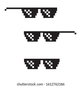 Vector pixel glasses, isolated on white background.