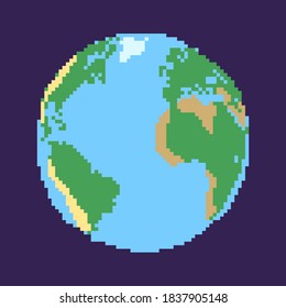 Vector Pixel Globe Illustration on Dark Background