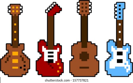 Pixel Art Guitar Images Stock Photos Vectors Shutterstock