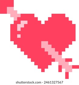 vector a pixel heart arrow. valentine, symbol